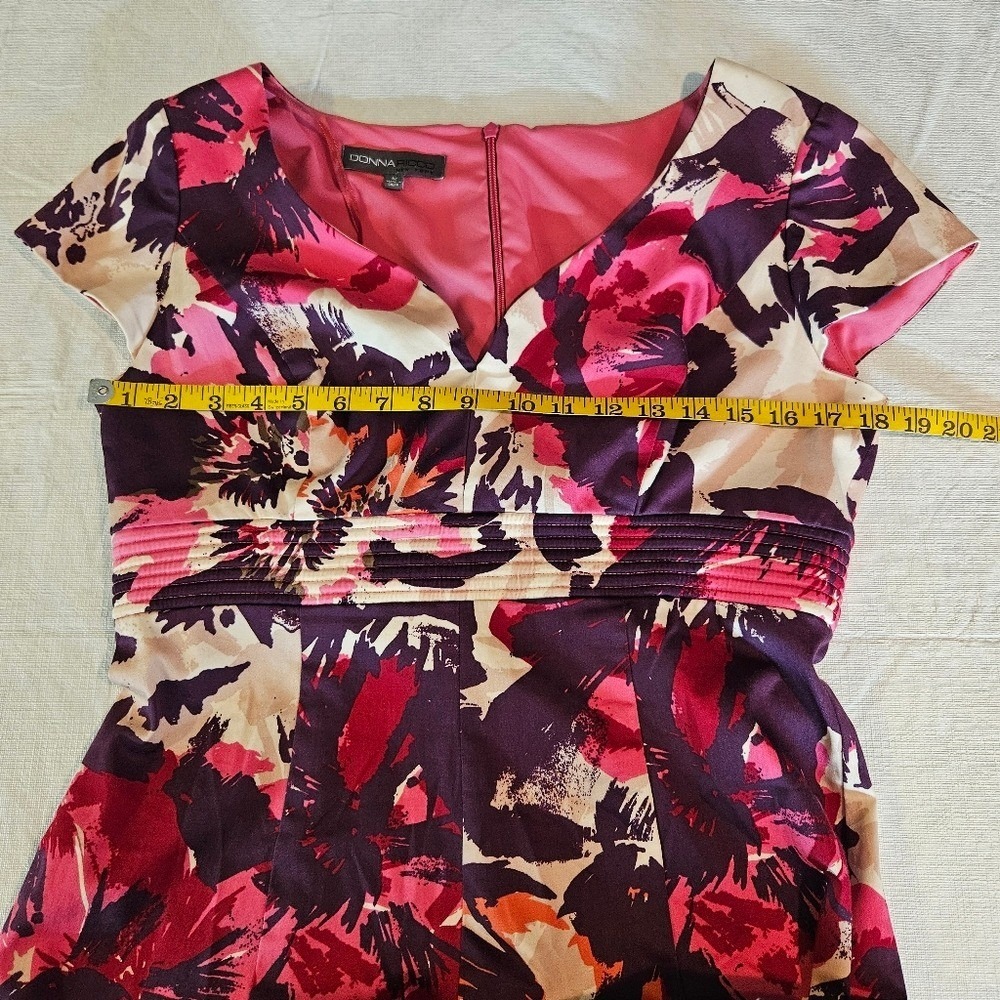 Donna Ricco New York Women Floral Print V Neck Short Sleeve‎ Midi Dress Size 12 - Picture 9 of 11